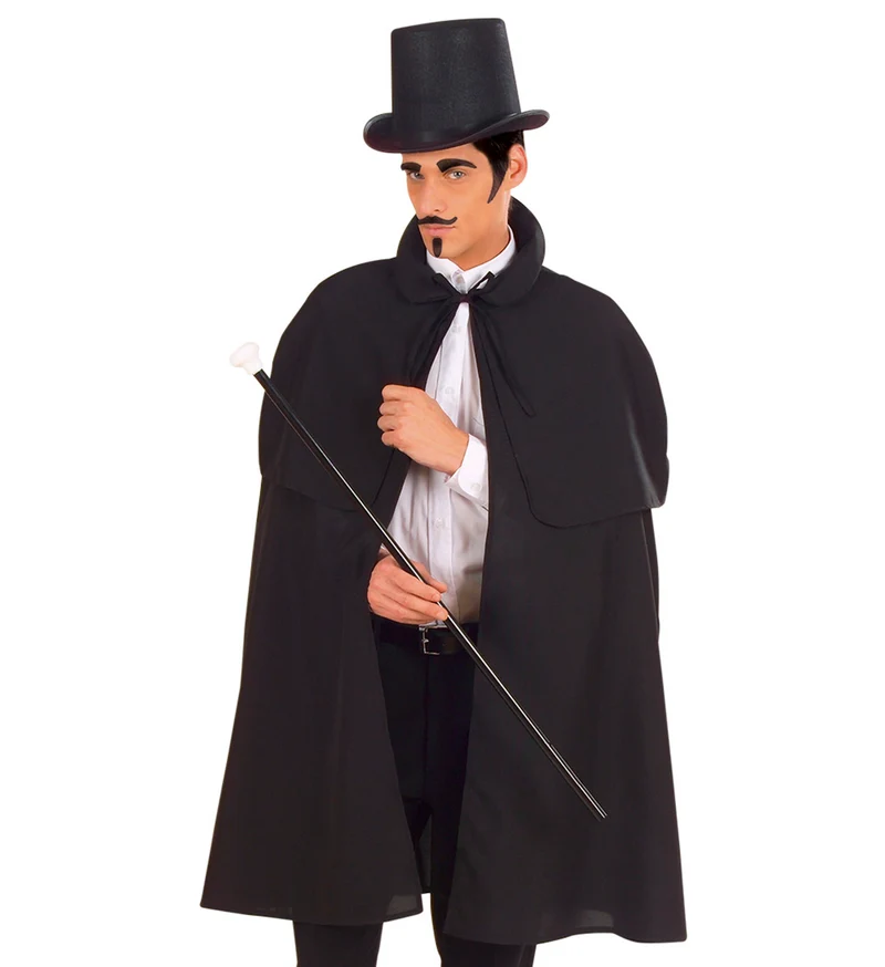 Zwarte cape met kraag luxe