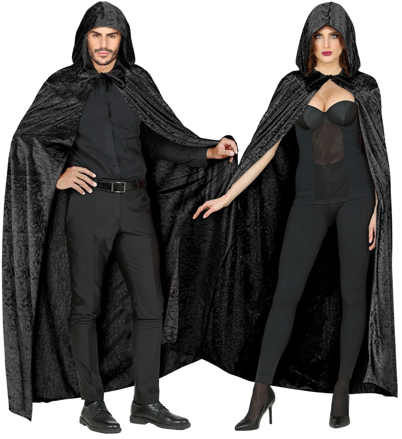 Fluwelen zwarte cape 150cm luxe