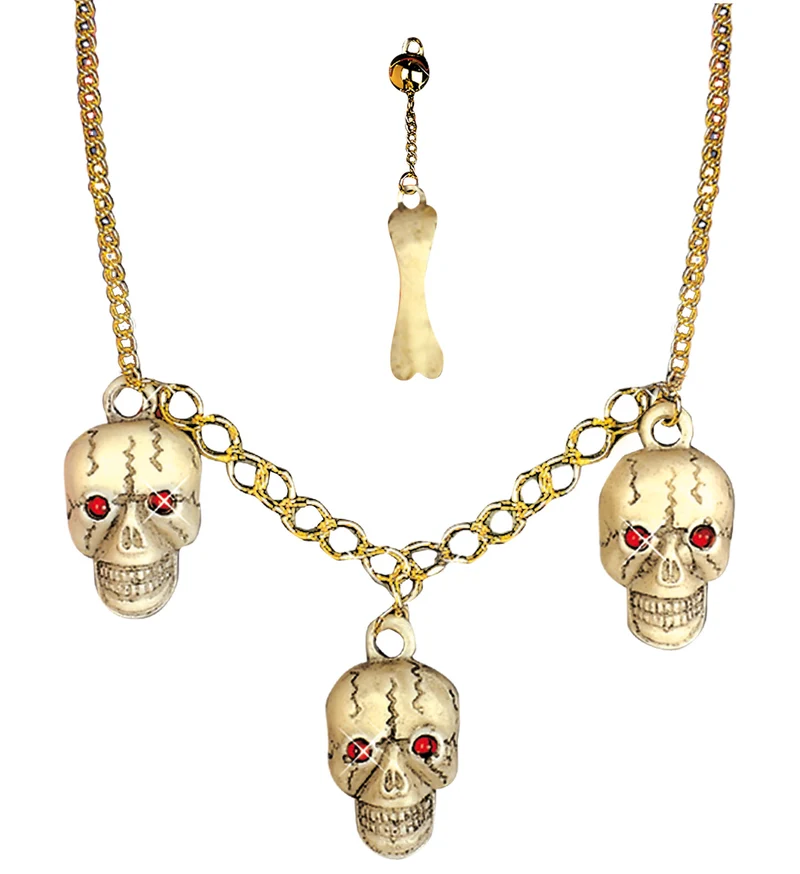 Ketting met schedels en oorbellen