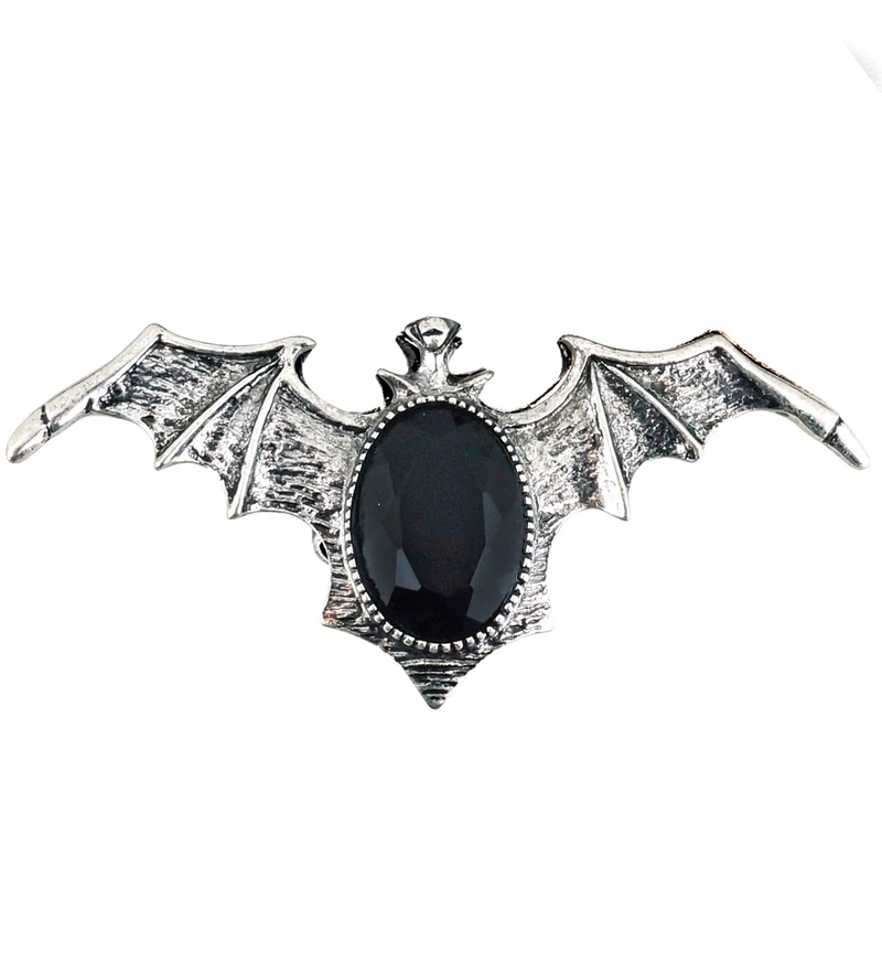 Vleermuis ring met zwarte gemsteen