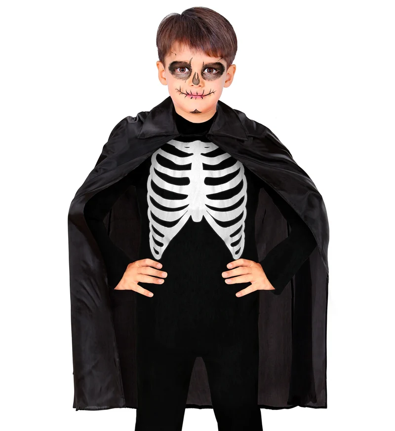 Zwarte cape 90 cm kinderen