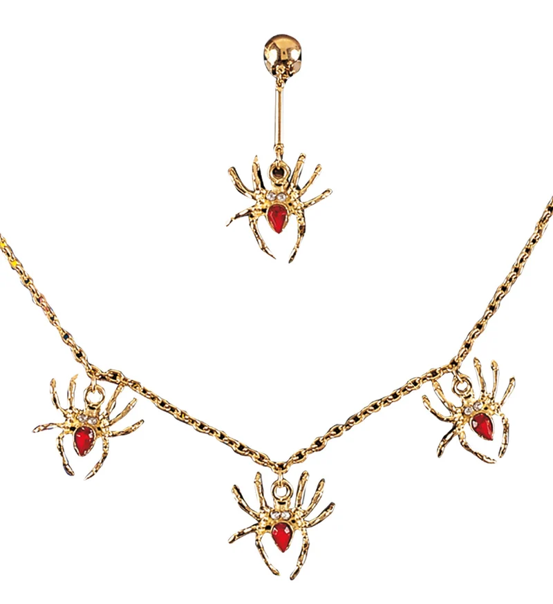 Spinnen ketting met oorbel