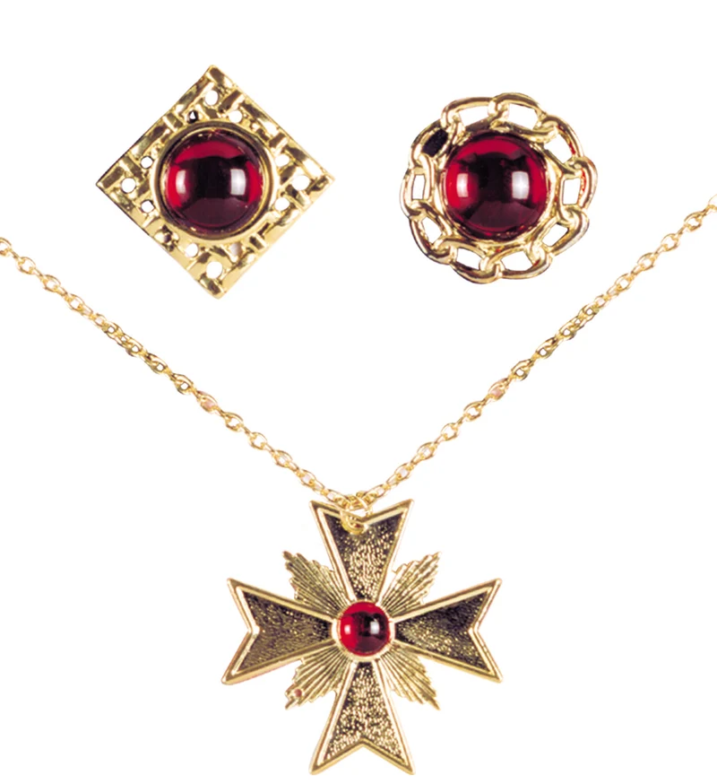 Dracula ketting met ringen Robijn