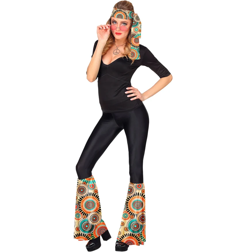 Hippie verkleedset jaren 70 vintage met beenwarmers en hoofdband