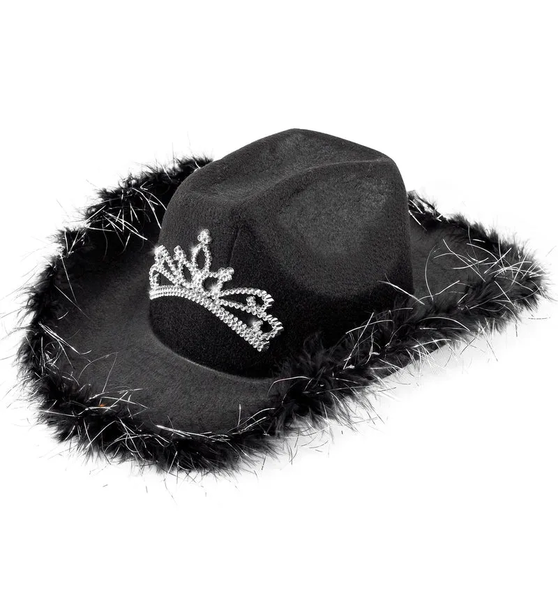 Cowboyhoed Daisy met tiara zwart