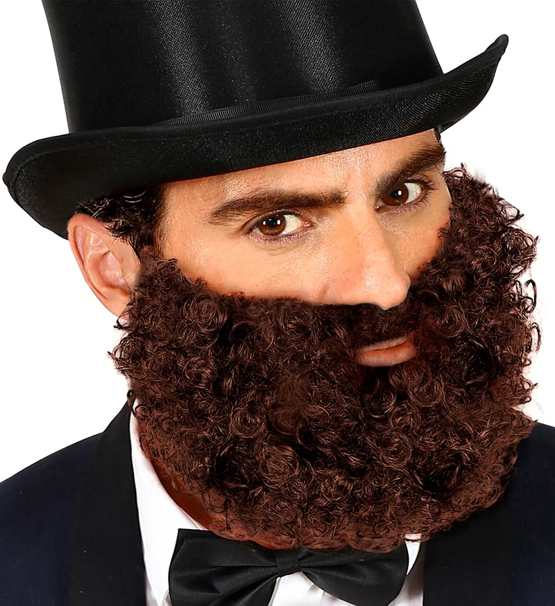 Krullende baard met snor Leonardo, bruin