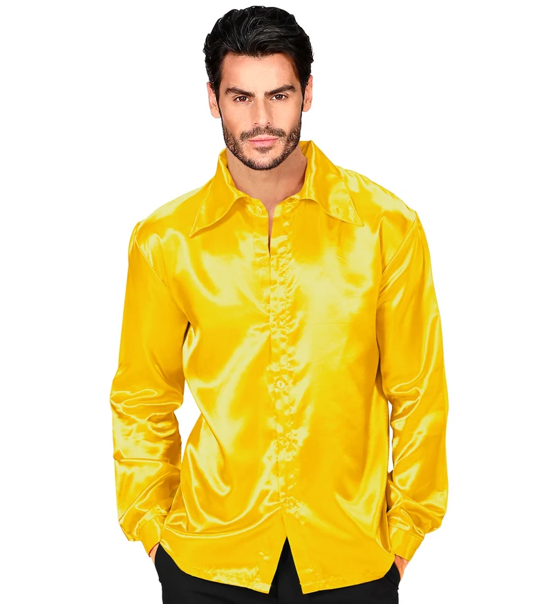 Heren jaren 70 disco blouse geel