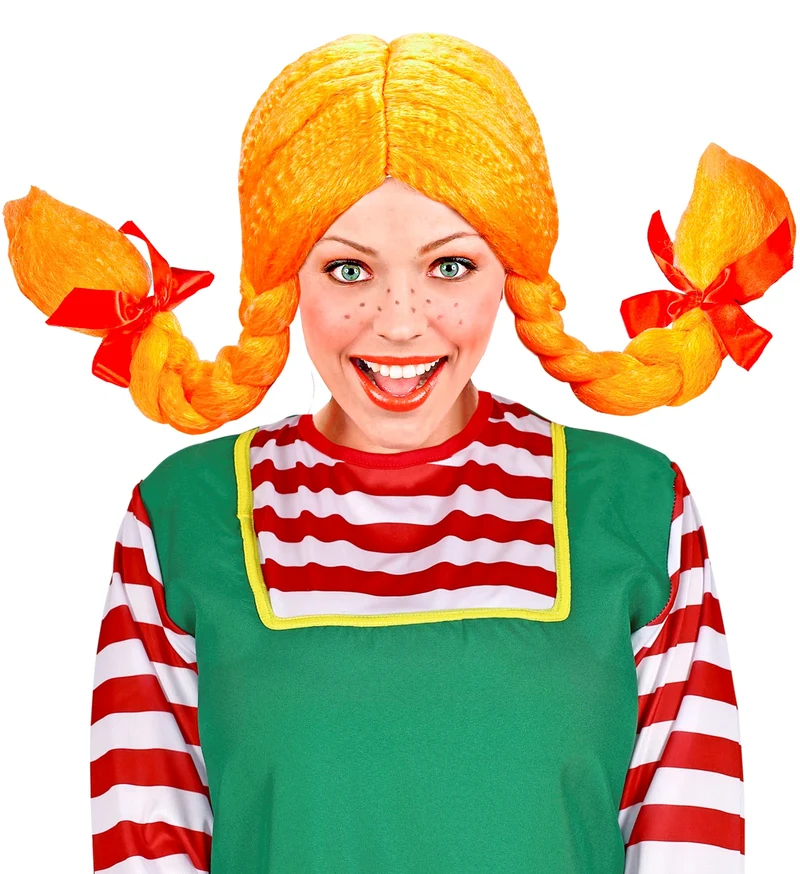 Pruik Pipi buigbaar oranje