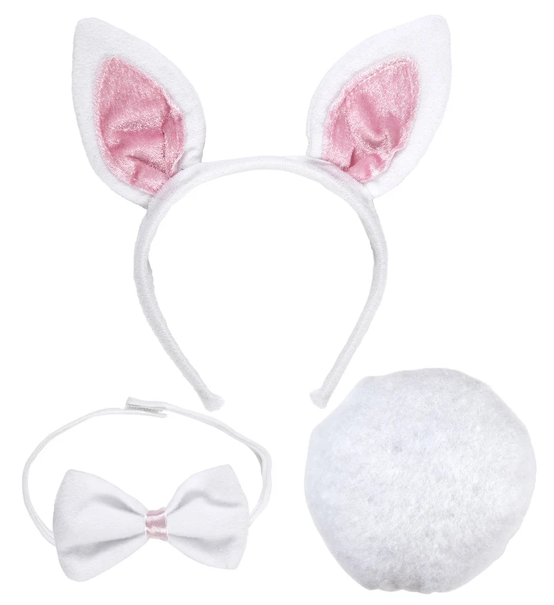 Verkleedset bunny oren met strik en staart
