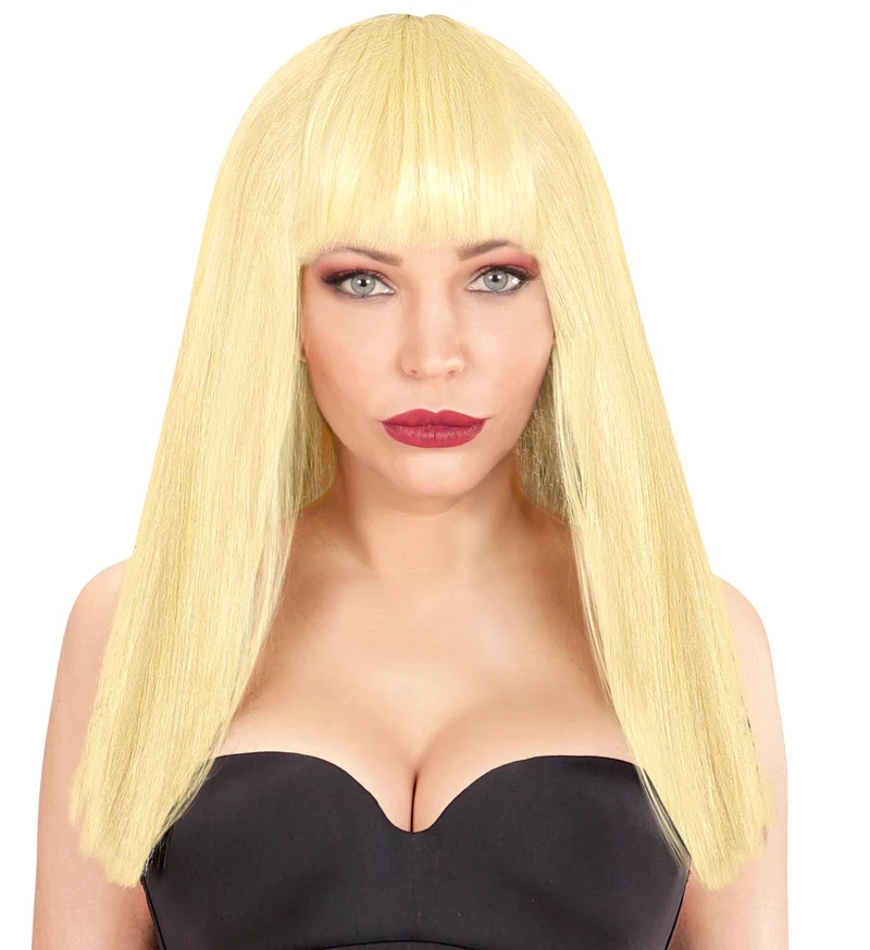 Blonde pruik met pony