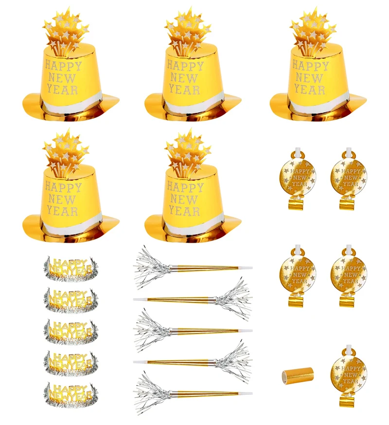 Nieuw jaar versierset goud Happy New Year