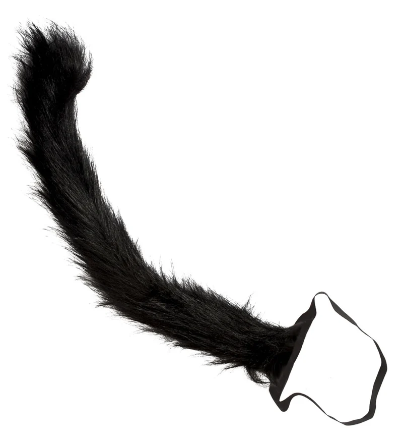 Kattenstaart pluche zwart