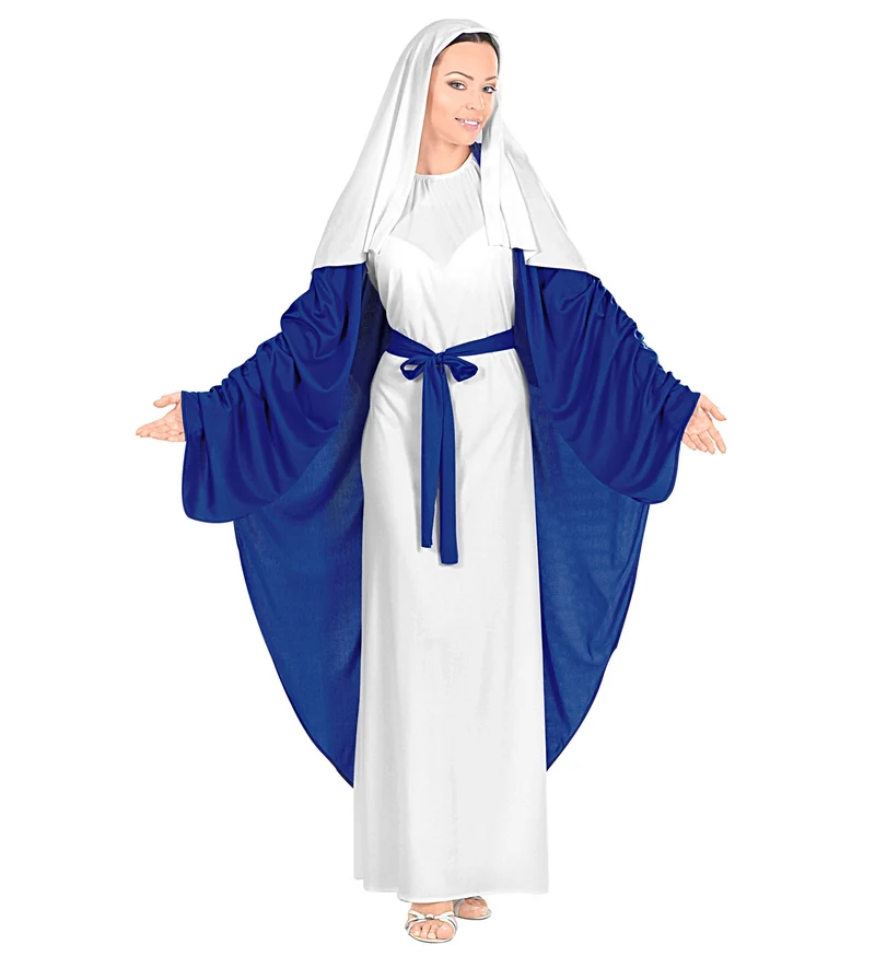 Maria kostuum blauw wit