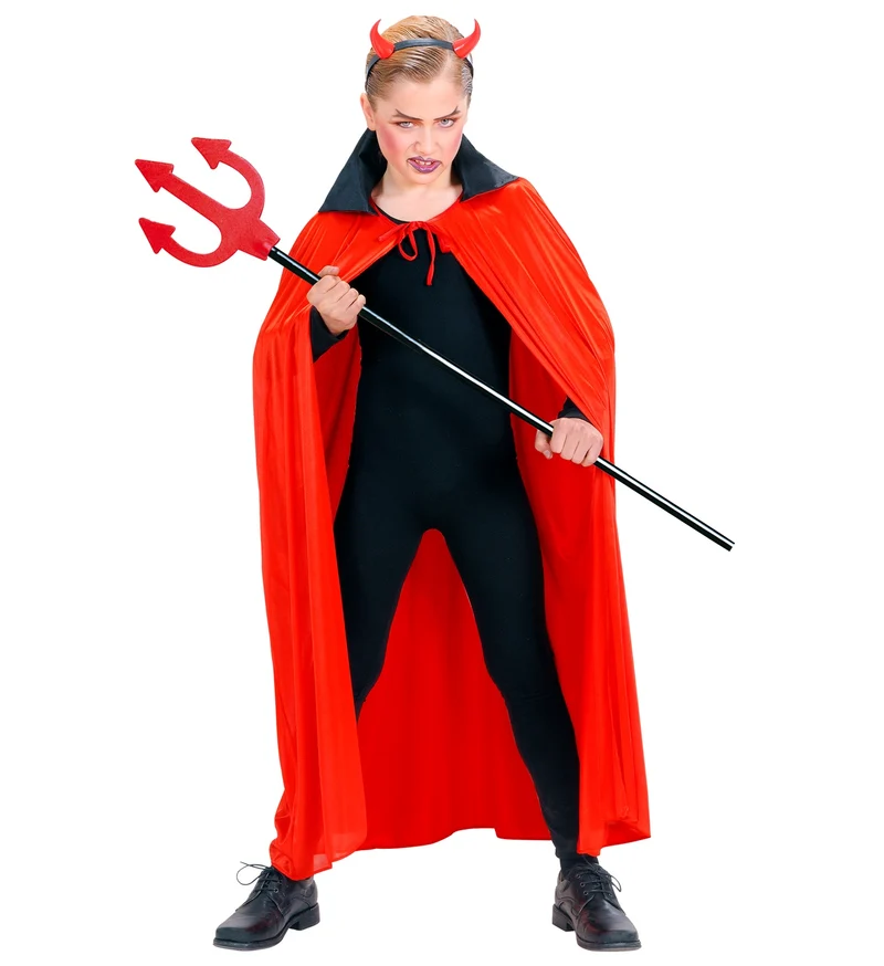 Duivel cape rood met zwart kraag kind