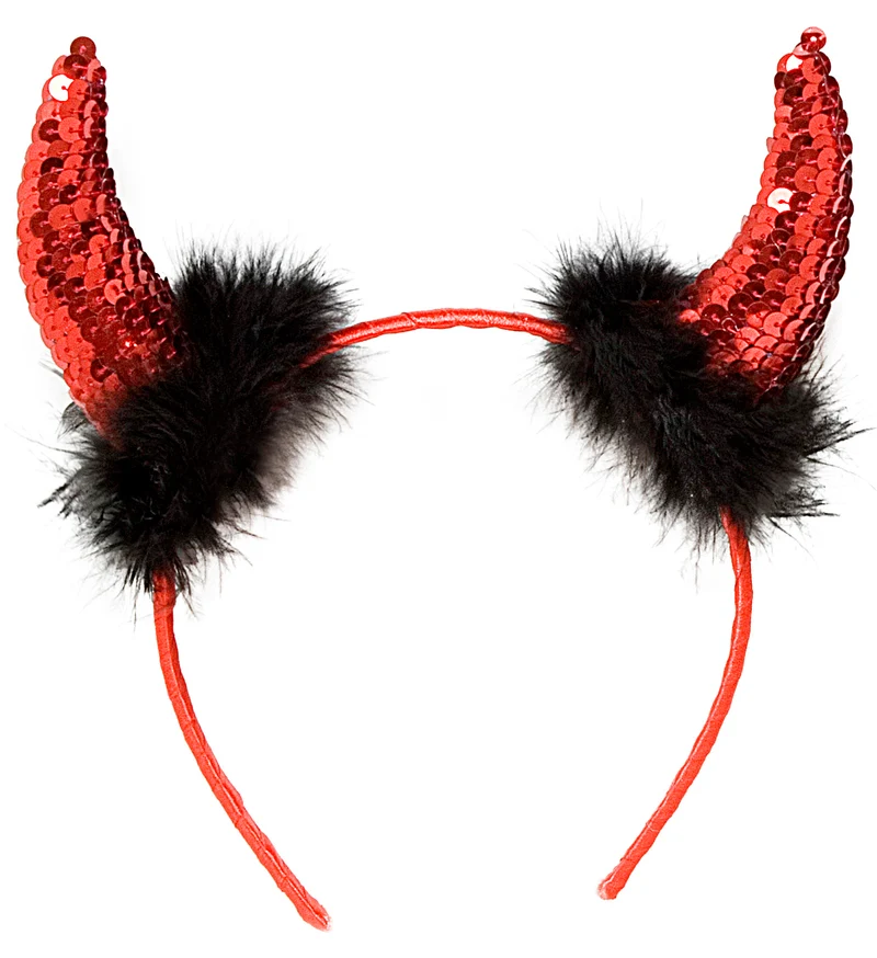 Duivel hoorntje metallic marabou rood