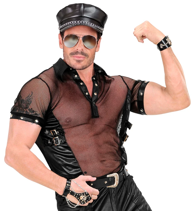 Net t-shirt man zwart lederlook