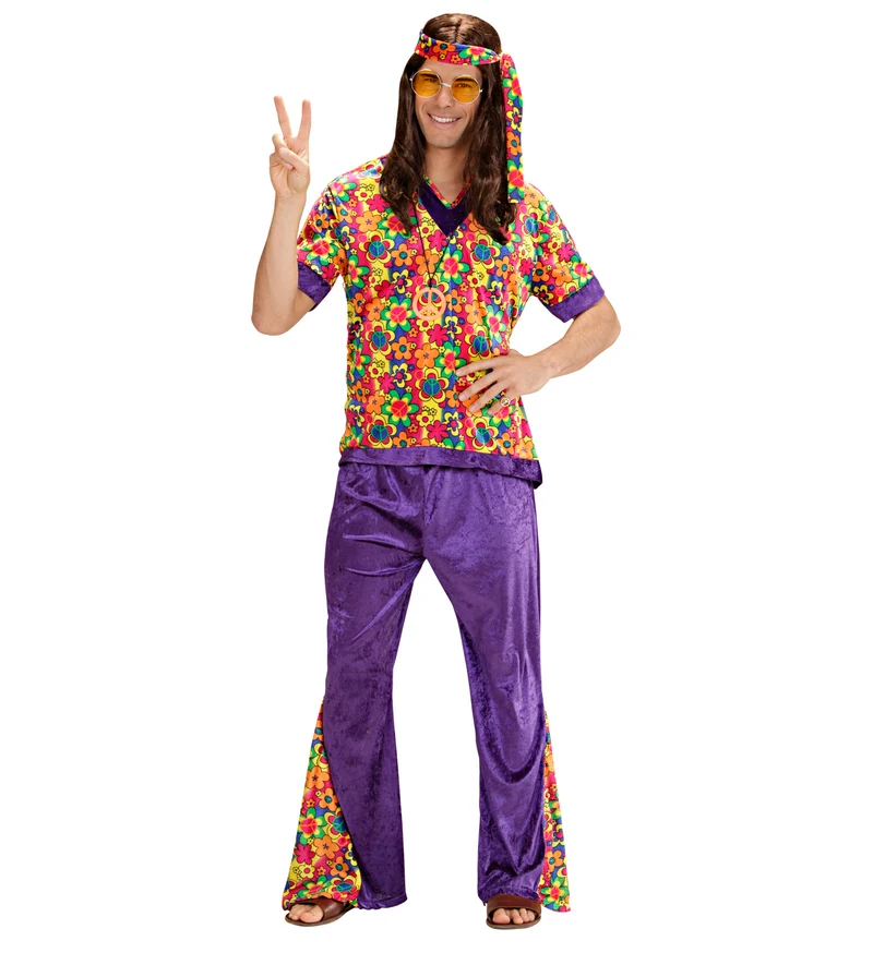 Hippie pak bloemen motief man