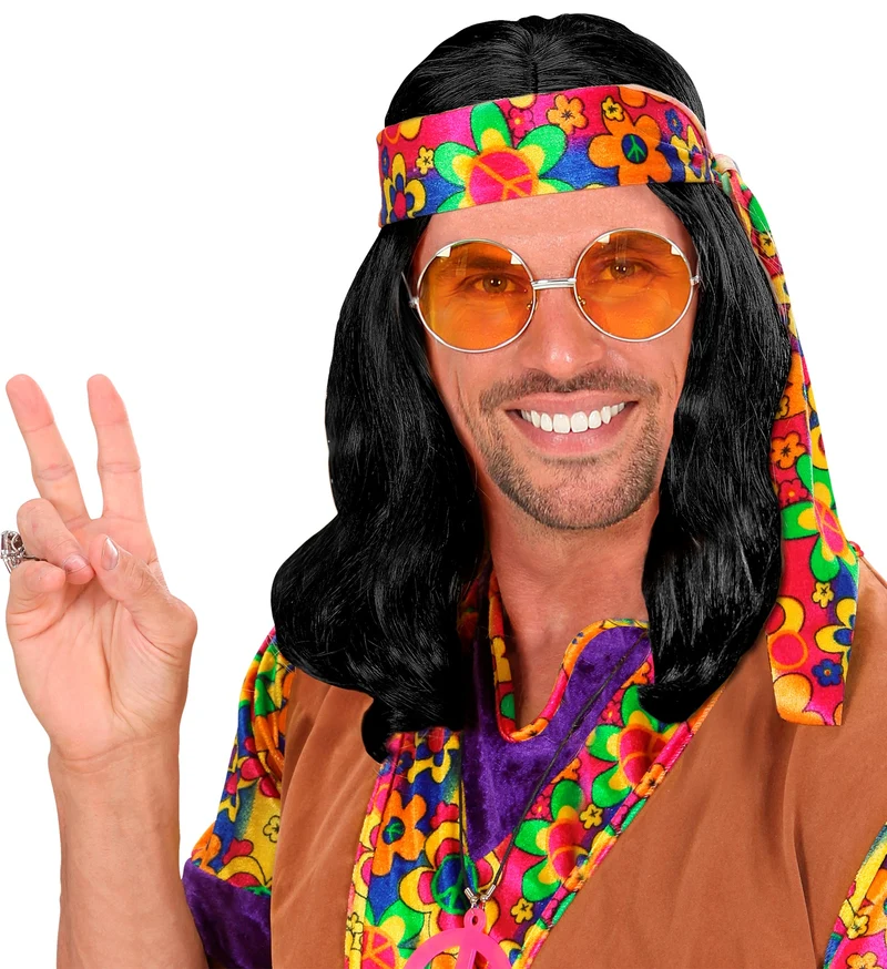 Hippie pruik John Lennon zwart