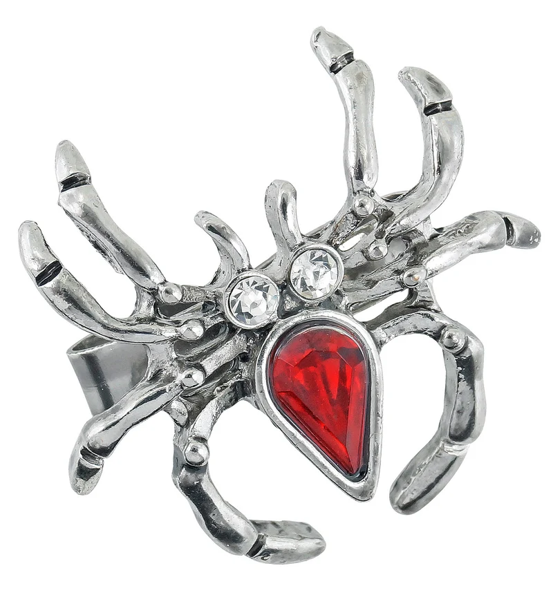 Spinnen ring met rode steen