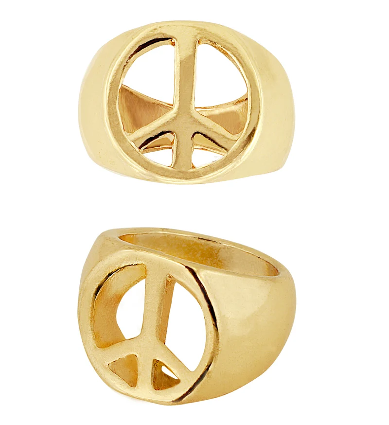 Hippie ring goud peace