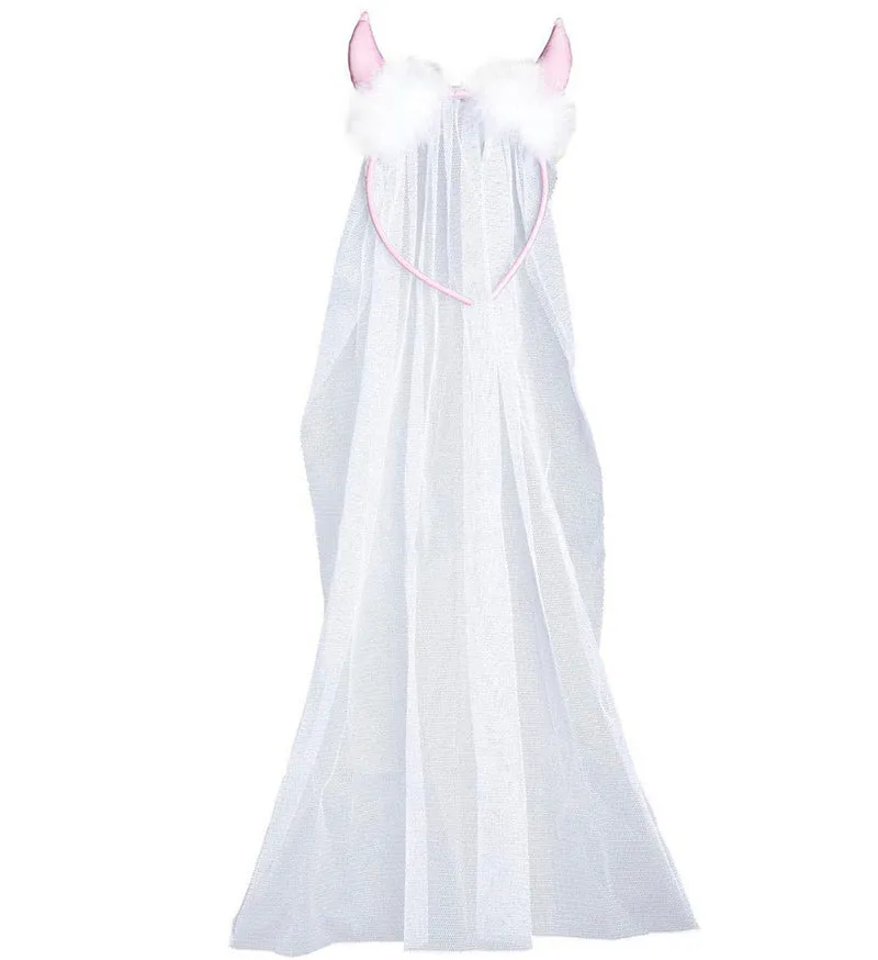 Bride to be sluier met roze hoorntjes