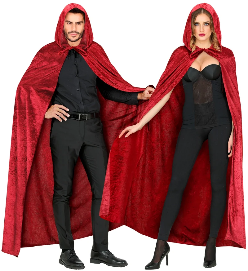 Cape rood / bordeaux met capuchon 150cm