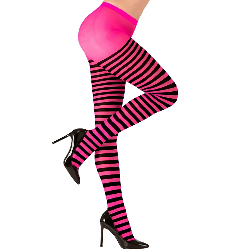 Panty gestreept roze zwart