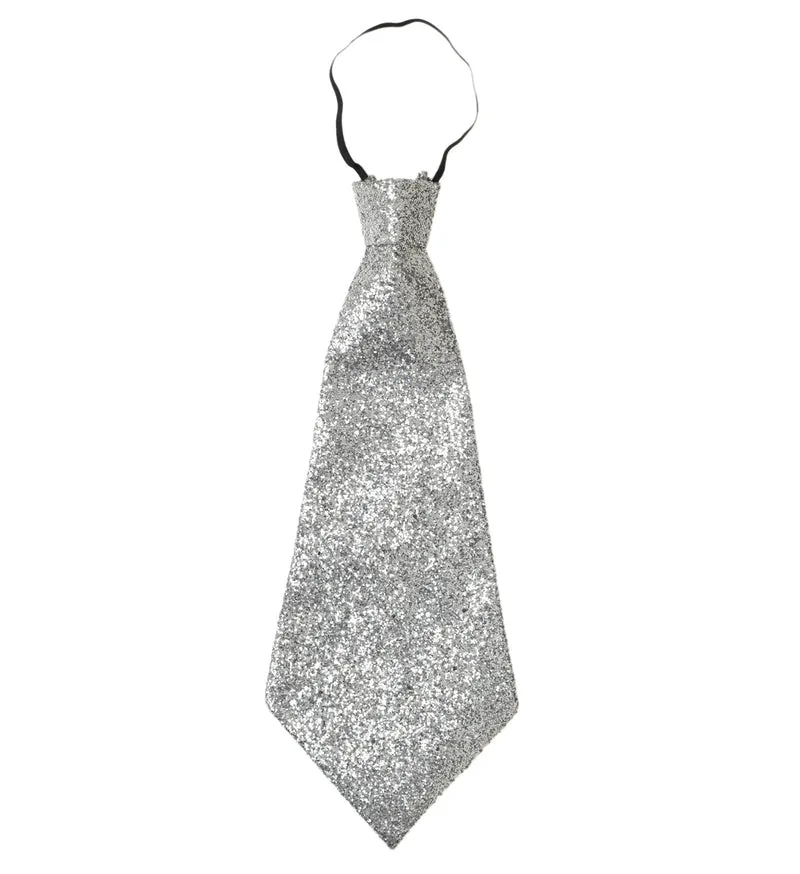 Zilveren glitter stropdas