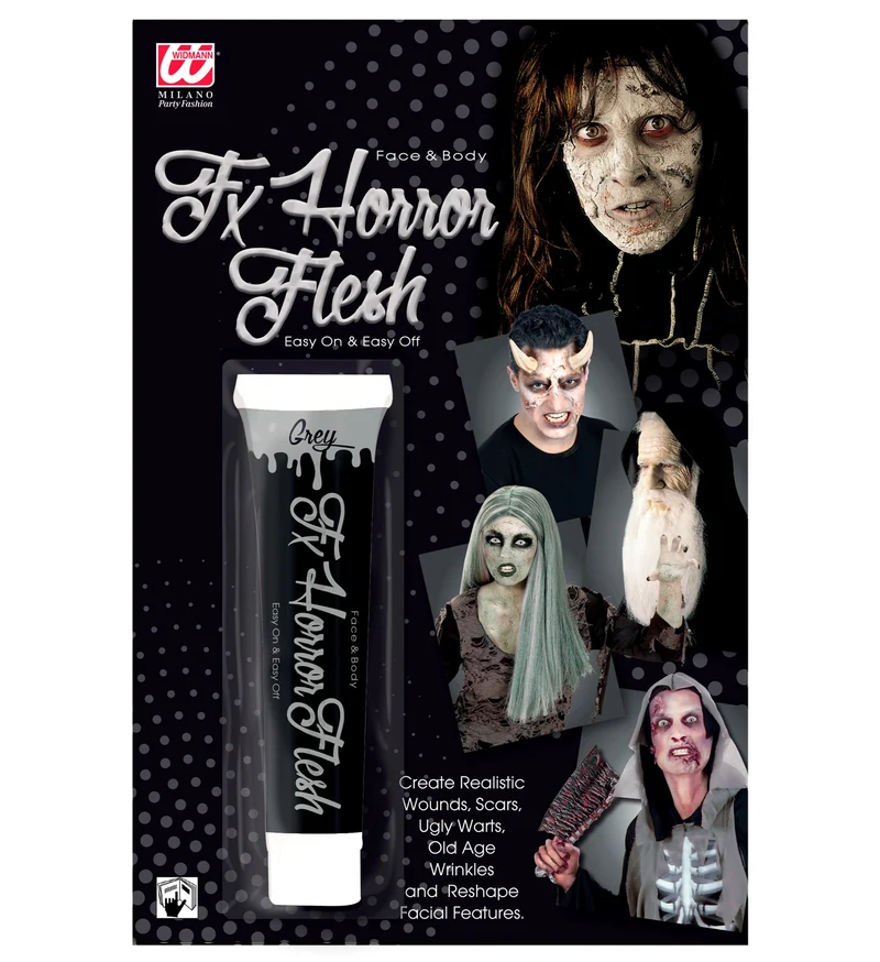 Nep huid zwart grijs latex heks zombie