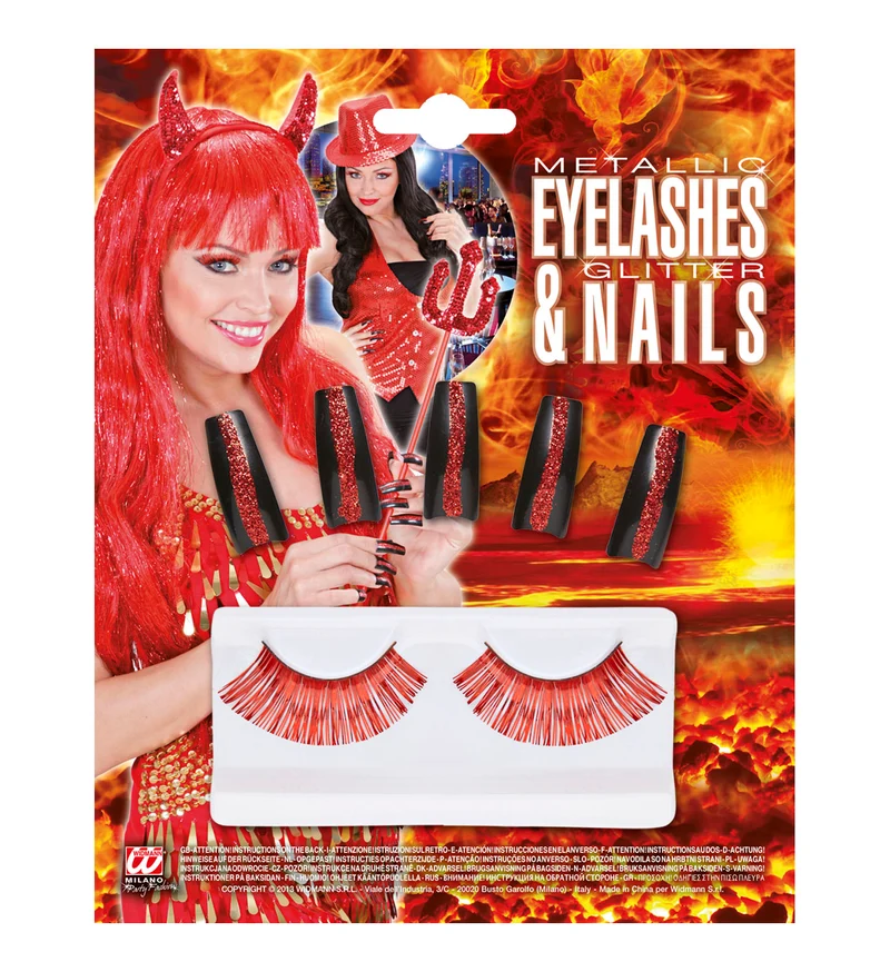 Nepwimpers rood met nepnagels