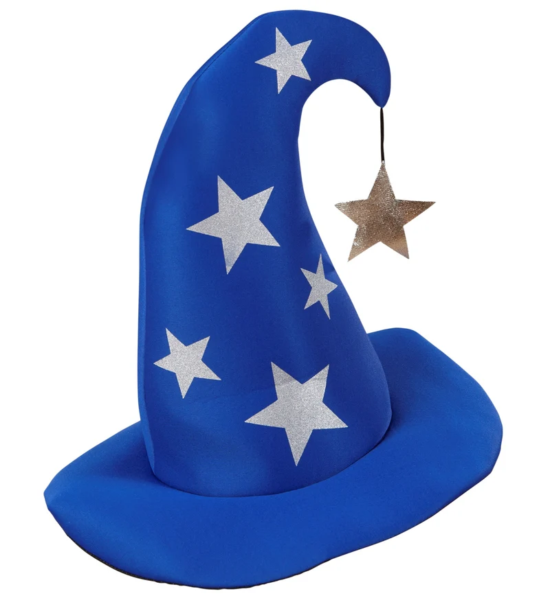Tovenaarshoed blauw met sterren