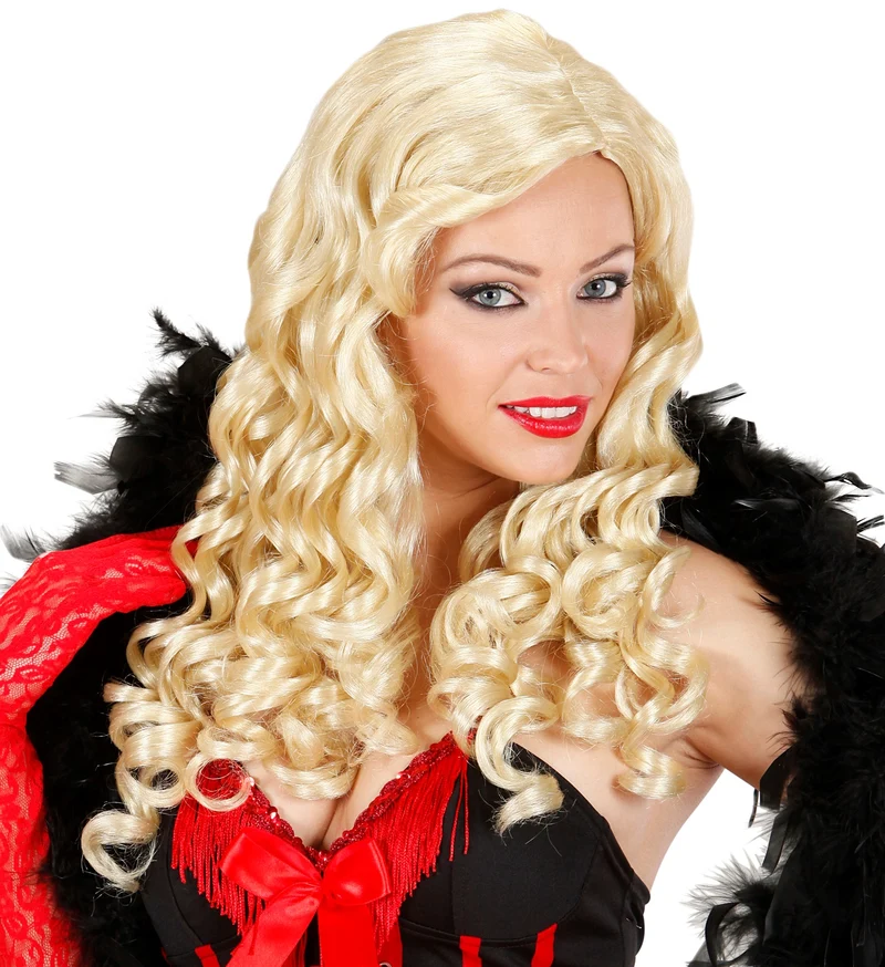 Mooie blonde pruik met lange blonde krullen
