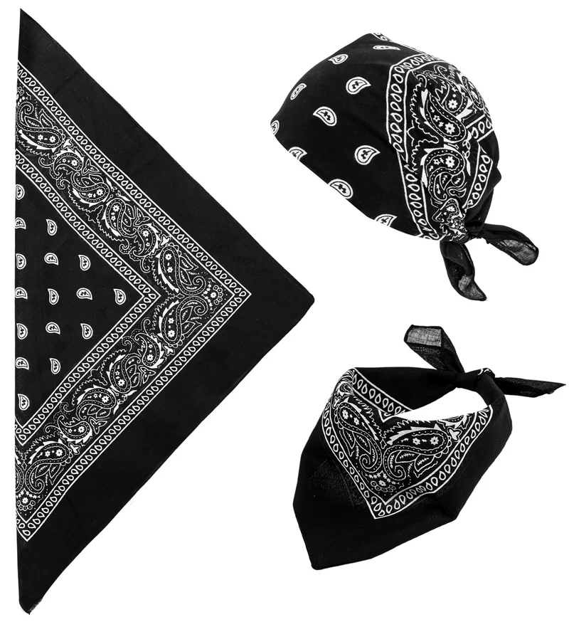 Bandana zwart 55x55 cm met paisley print