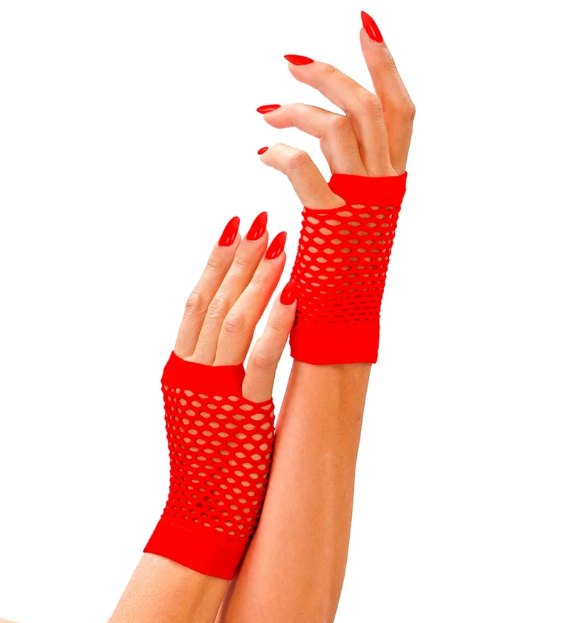 Vingerloze nethandschoenen rood