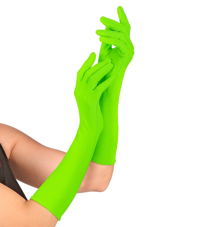 Groene handschoenen neon lang