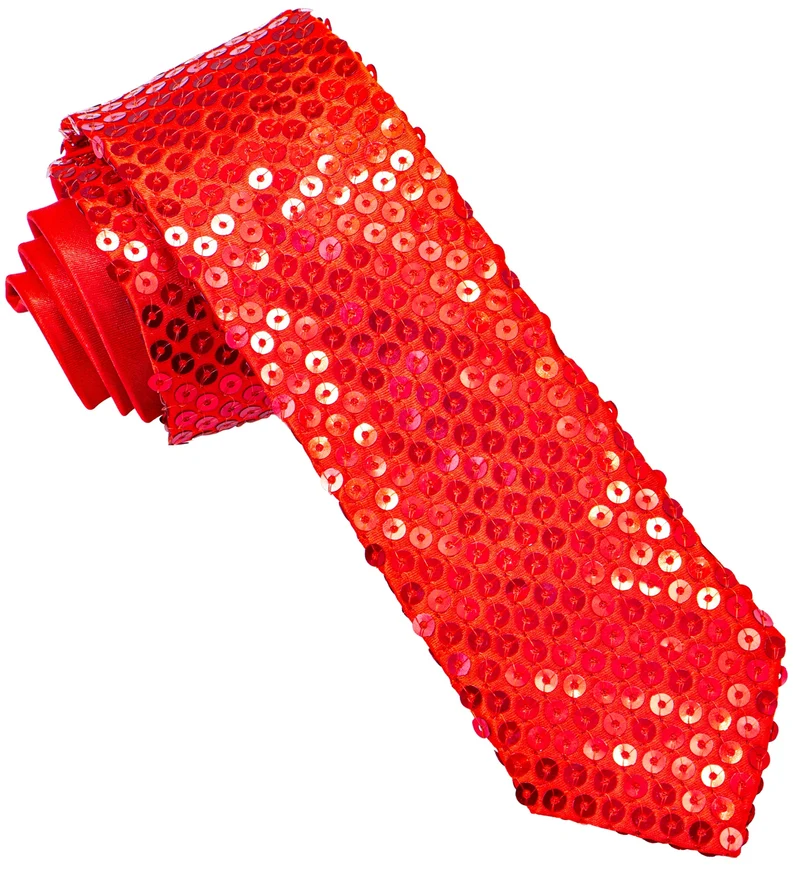 Glitter stropdas rood pailletten
