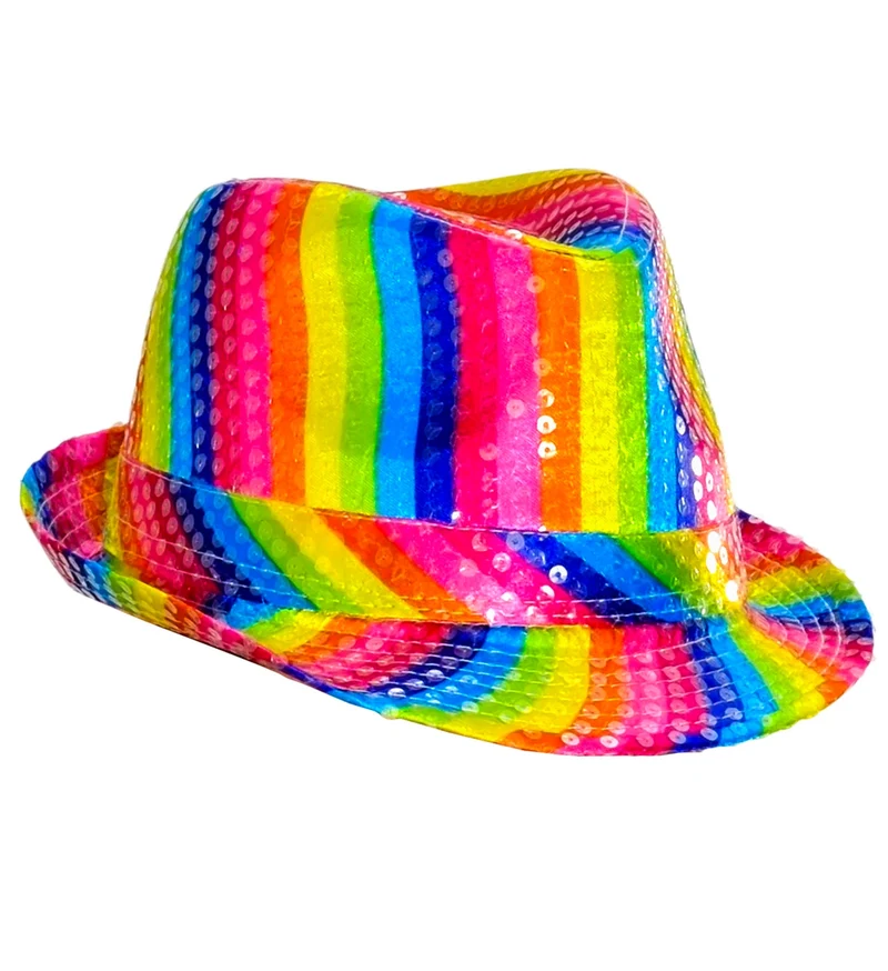 Gleufhoedje pailletten regenboog