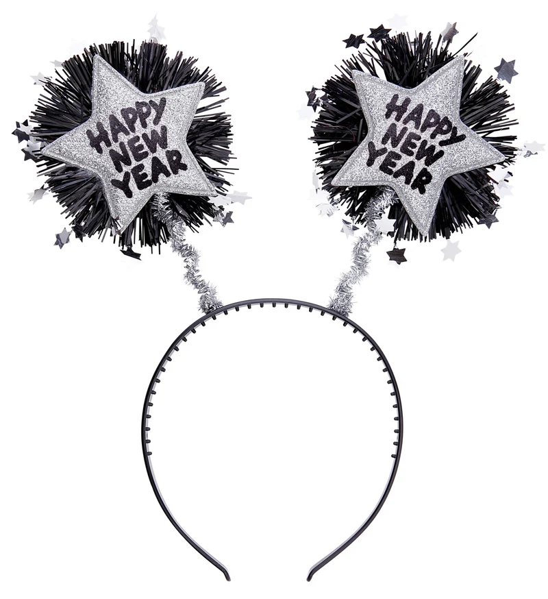 Hoofdband Happy New Year zilver
