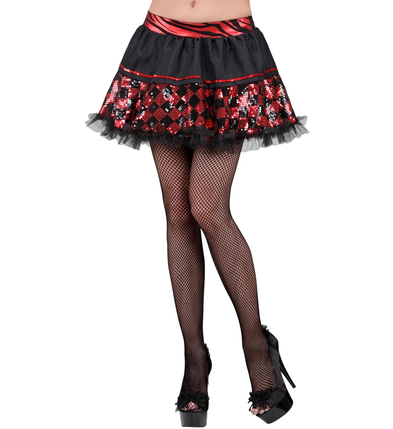 Pailletten petticoat zwart rood