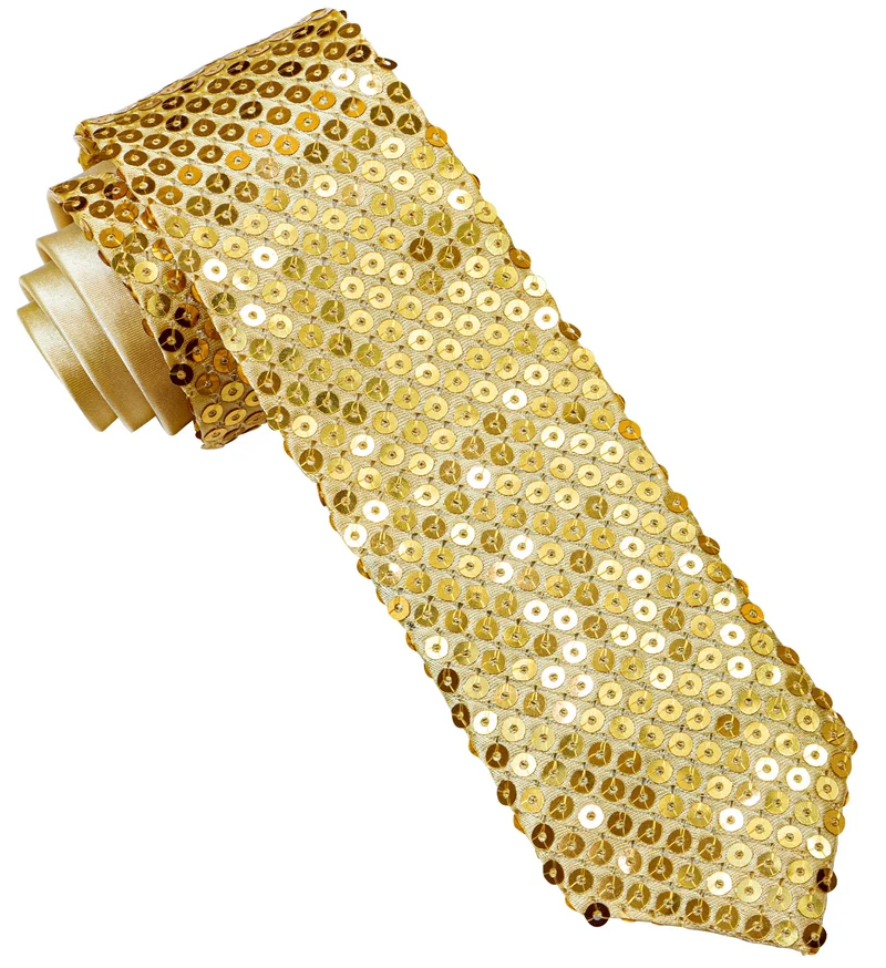 Glitter stropdas goud pailletten