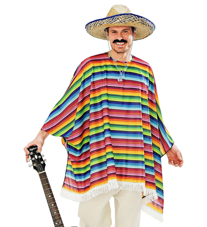 Mexicaanse poncho regenboog met sombrero