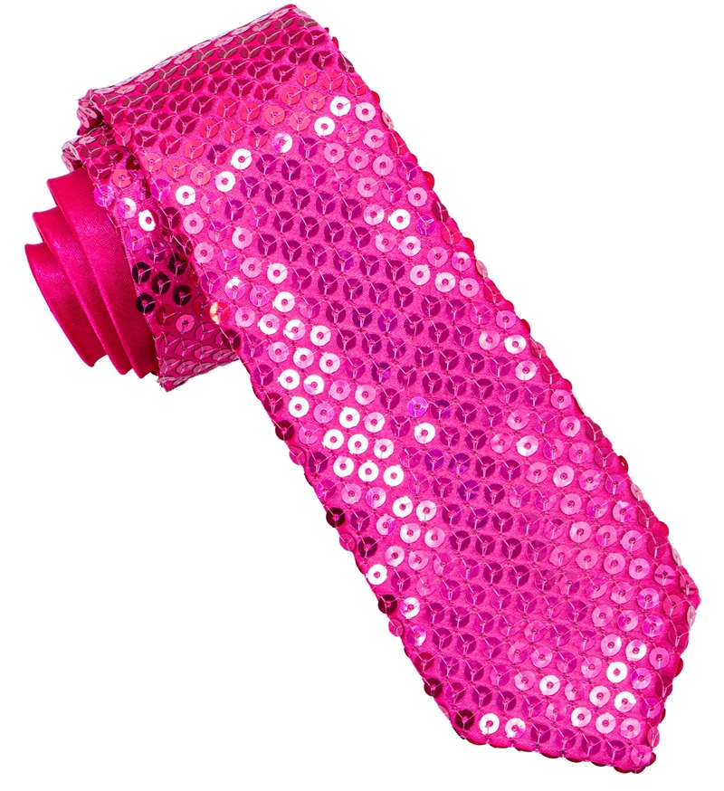 Glitter stropdas roze pailletten