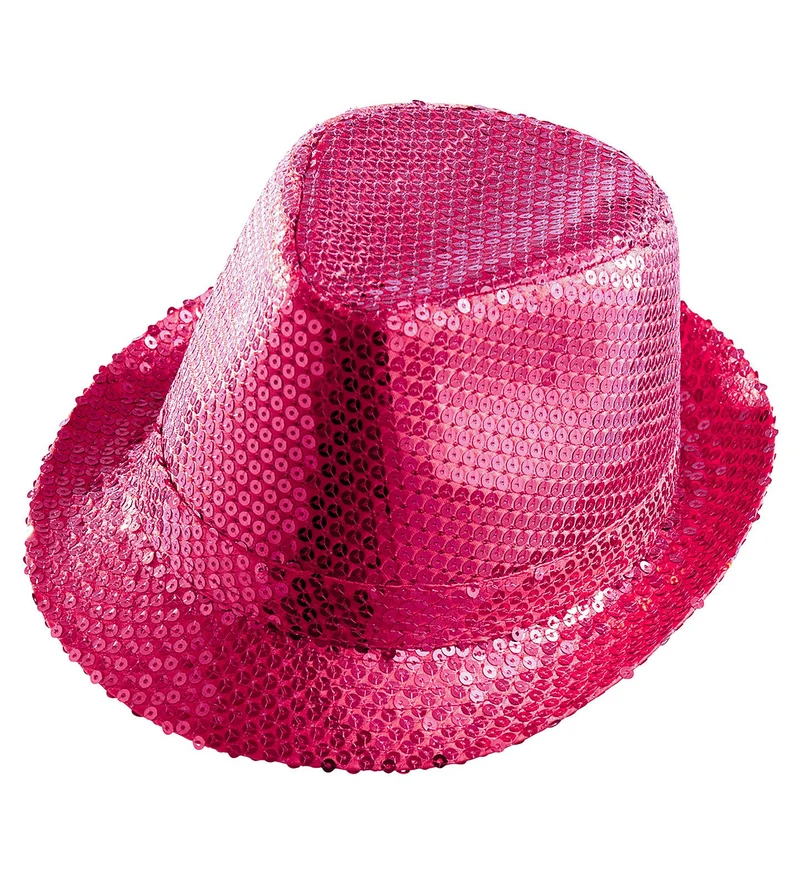 Glitter gleufhoed roze pailletten