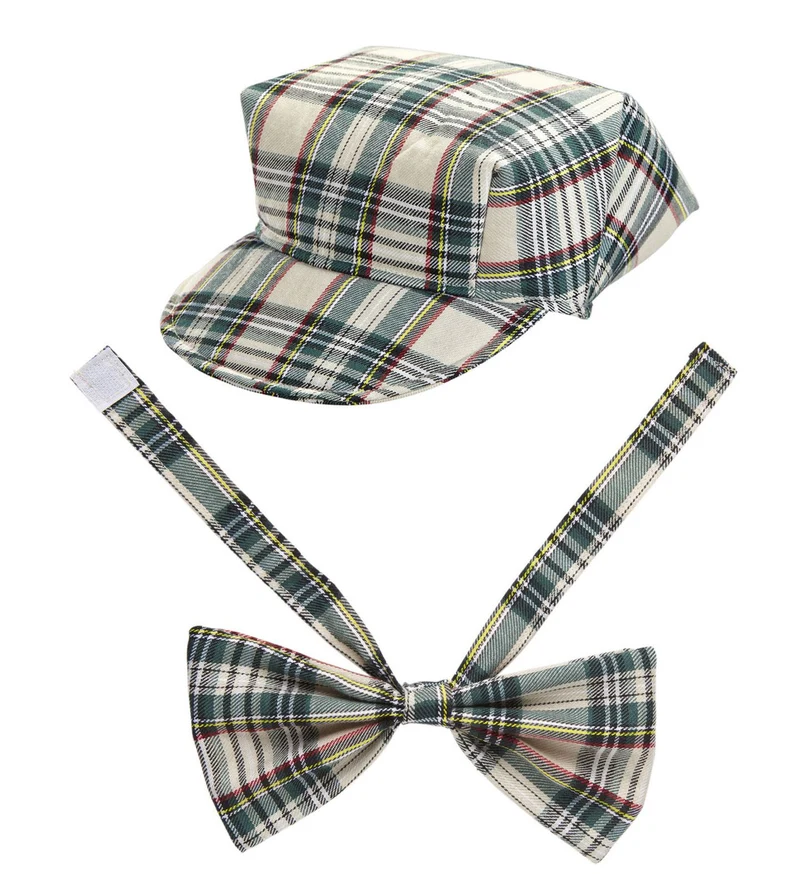 Schotse pet tartan met strik ruit beige