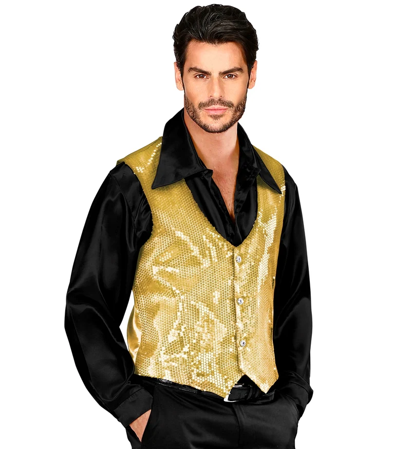 Pailletten vest man goud