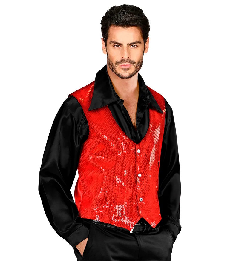 Pailletten vest man rood