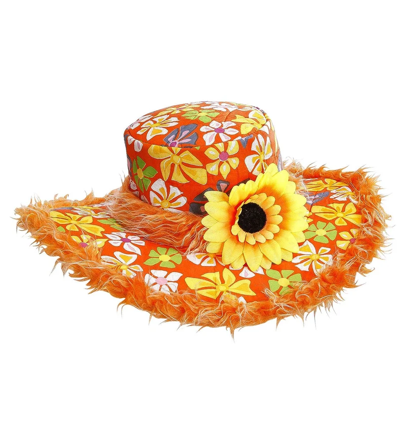 Hawaii hoed oranje met bloemen