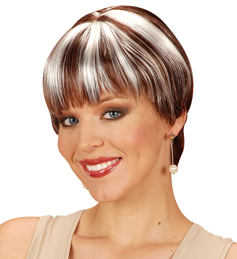 Pruik Chanel bruin met blonde highlights