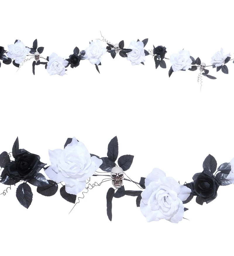 Slinger met witte rozen en schedels