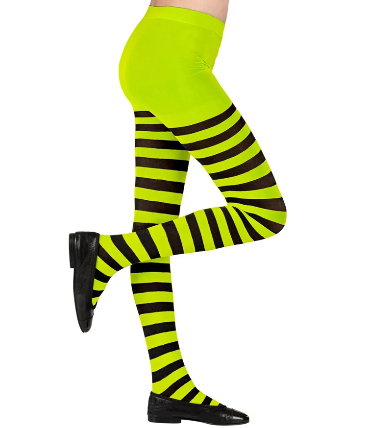 Panty zwart groen gestreept kinderen